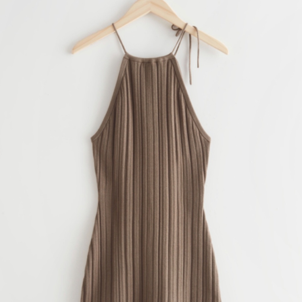 &other stories textured halter mini dress!